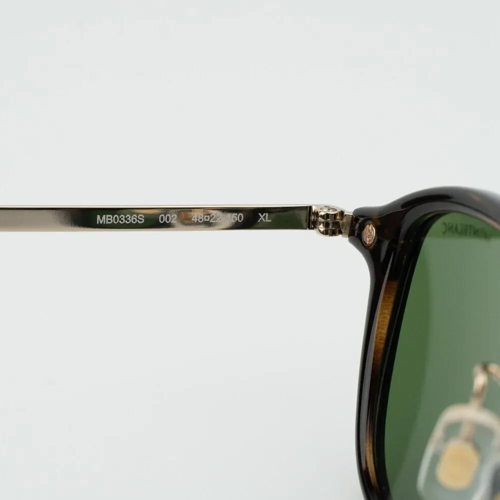 Montblanc Men Sunglasses Havana Gold Green Round MB0336S 002 NEW AUTHENTIC